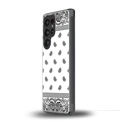 Paisley White samsung galaxy s25 ultra mobile cover | shockproof glass phone case