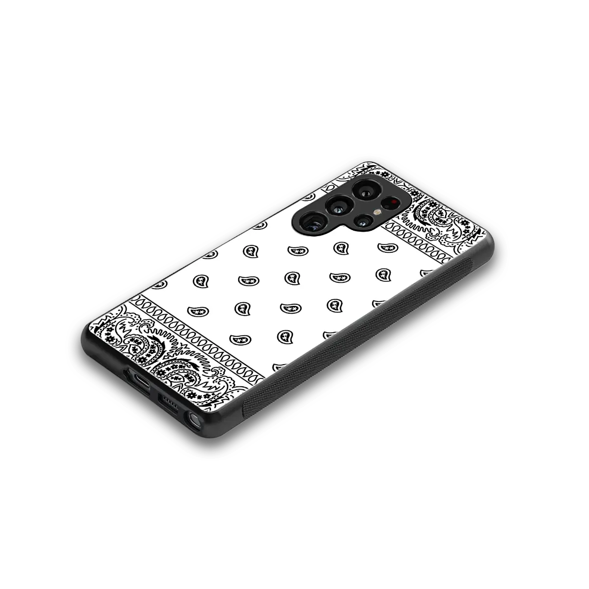 Paisley White stylish phone case for samsung galaxy s25 ultra | glossy glass and slim fit