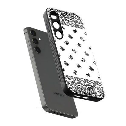 Paisley White sleek samsung galaxy s23 fe cover with tempered glass back and TPU edges