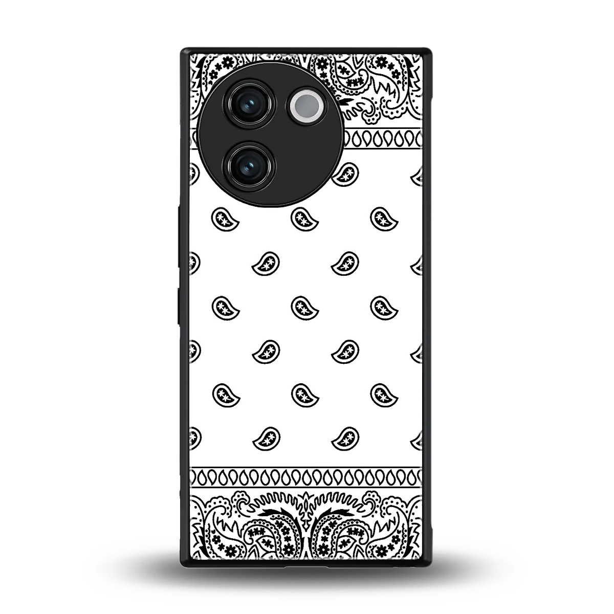 Paisley White back phone cover | glass case for vivo v30e