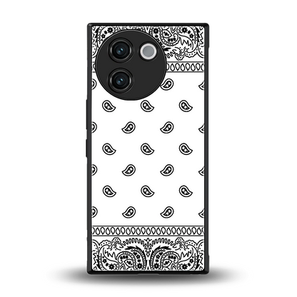 Paisley White back phone cover | glass case for vivo v30e