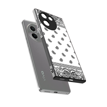 Paisley White sleek vivo v30e cover with tempered glass back and TPU edges