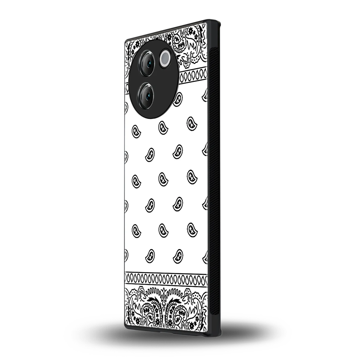 Paisley White vivo v30e mobile cover | shockproof glass phone case