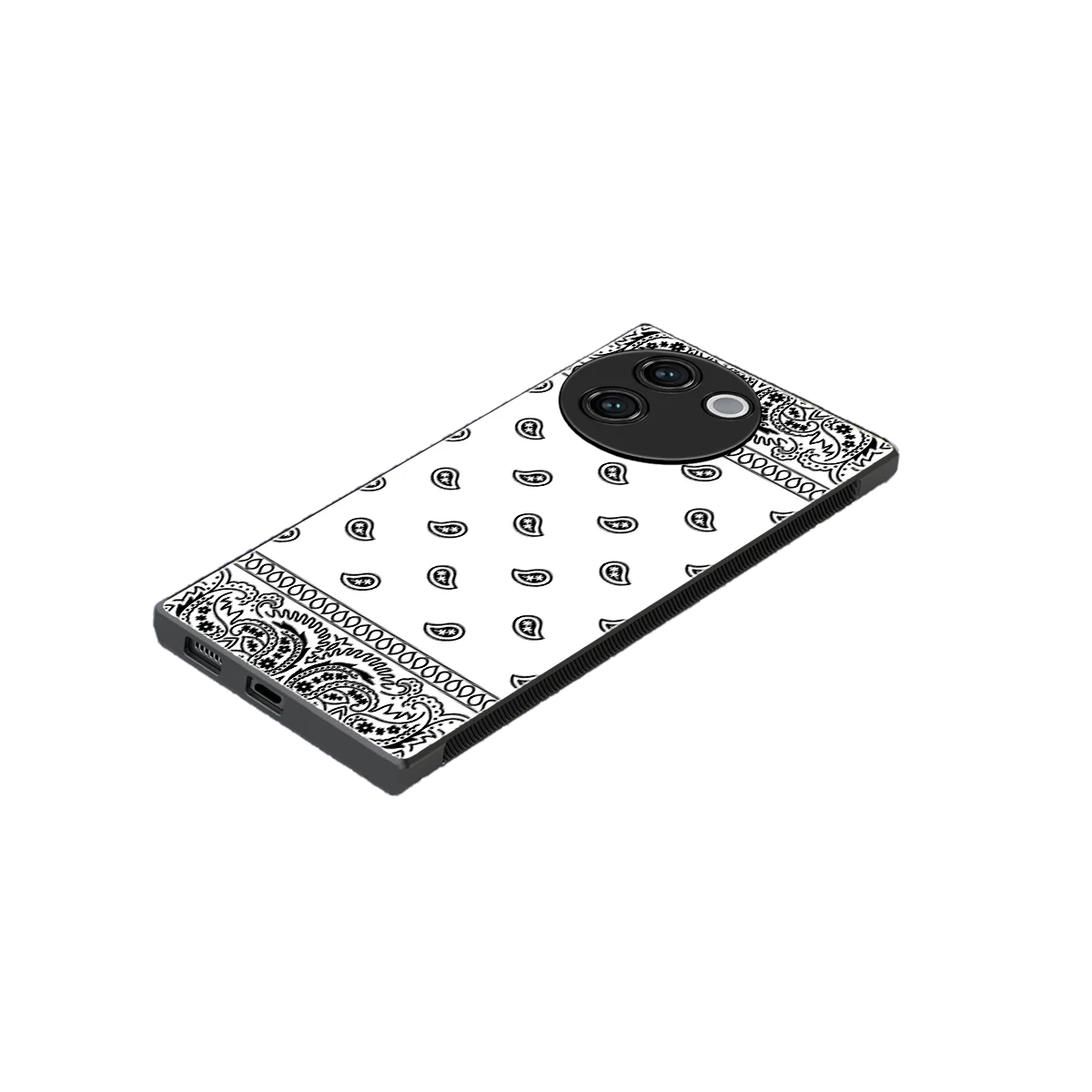 Paisley White stylish phone case for vivo v30e | glossy glass and slim fit