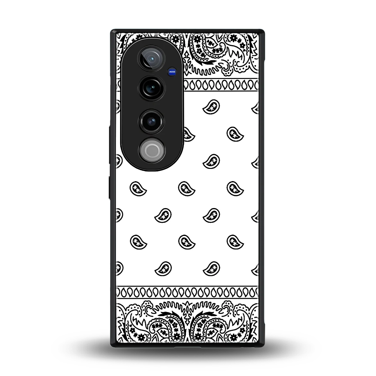 Paisley White back phone cover | glass case for vivo v40 pro