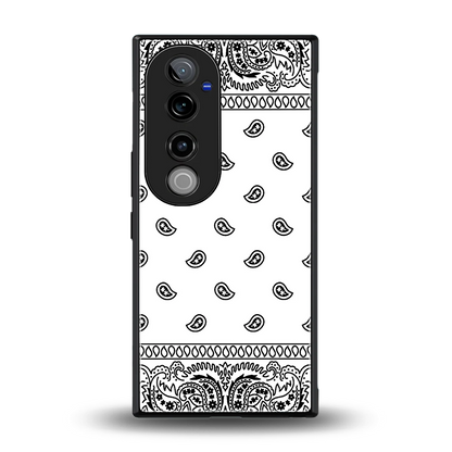 Paisley White back phone cover | glass case for vivo v40 pro