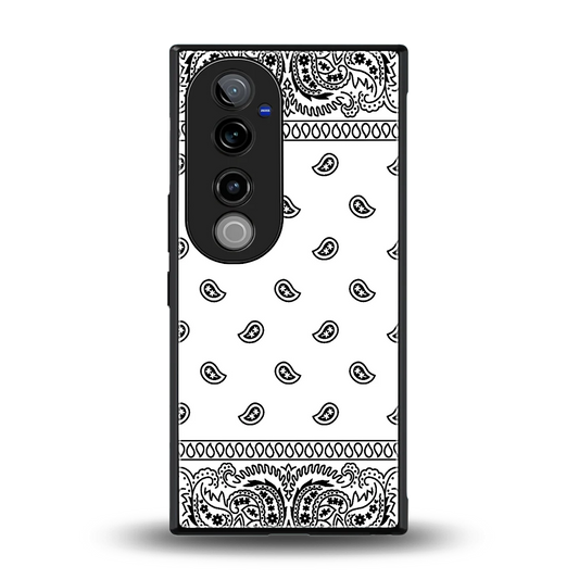Paisley White back phone cover | glass case for vivo v40 pro