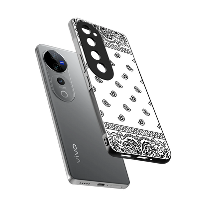 Paisley White sleek vivo v40 pro cover with tempered glass back and TPU edges