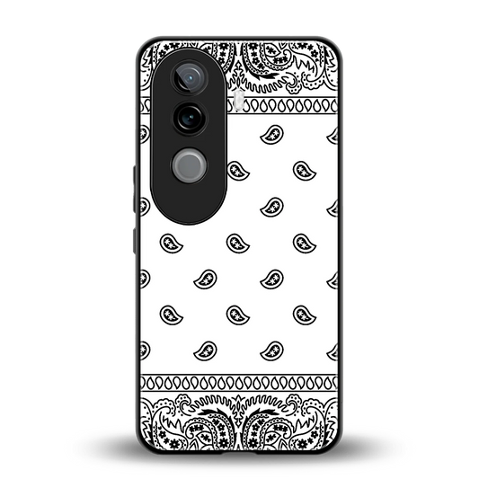 Paisley White back phone cover | glass case for vivo v40e