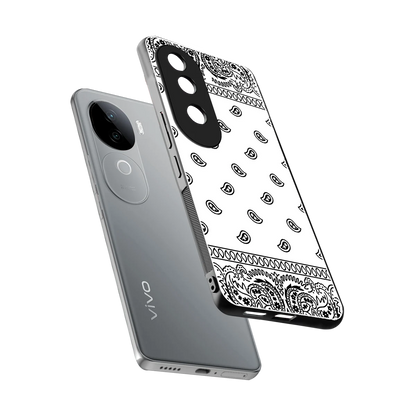 Paisley White sleek vivo v40e cover with tempered glass back and TPU edges