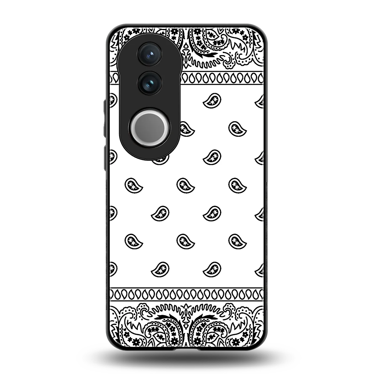 Paisley White back phone cover | glass case for vivo v50