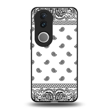 Paisley White back phone cover | glass case for vivo v50