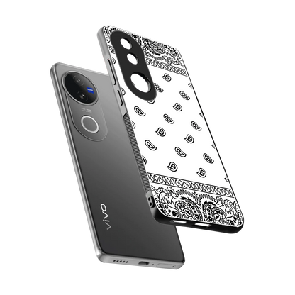Paisley White sleek vivo v50 cover with tempered glass back and TPU edges