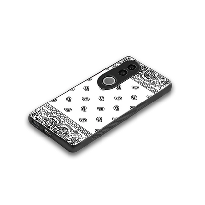Paisley White stylish phone case for vivo v50 | glossy glass and slim fit