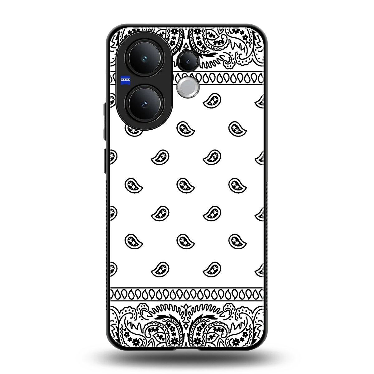 Paisley White back phone cover | glass case for vivo v60