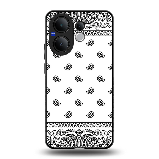 Paisley White back phone cover | glass case for vivo v60