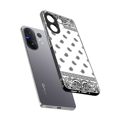 Paisley White sleek vivo v60 cover with tempered glass back and TPU edges