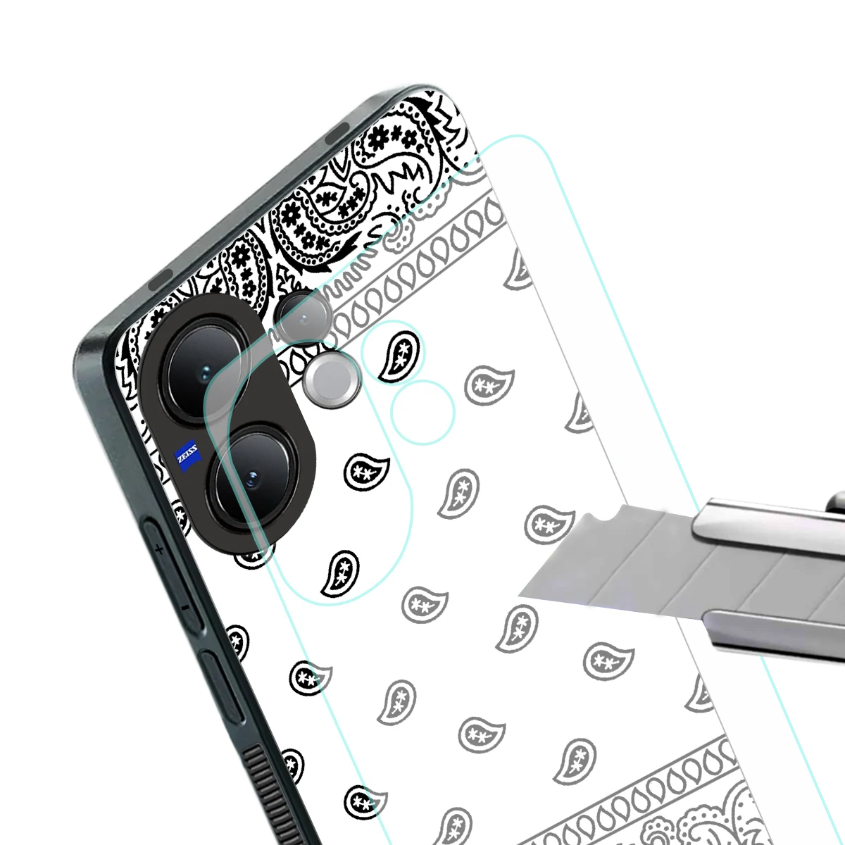 Paisley White stylish phone case for vivo v60 | glossy glass and slim fit
