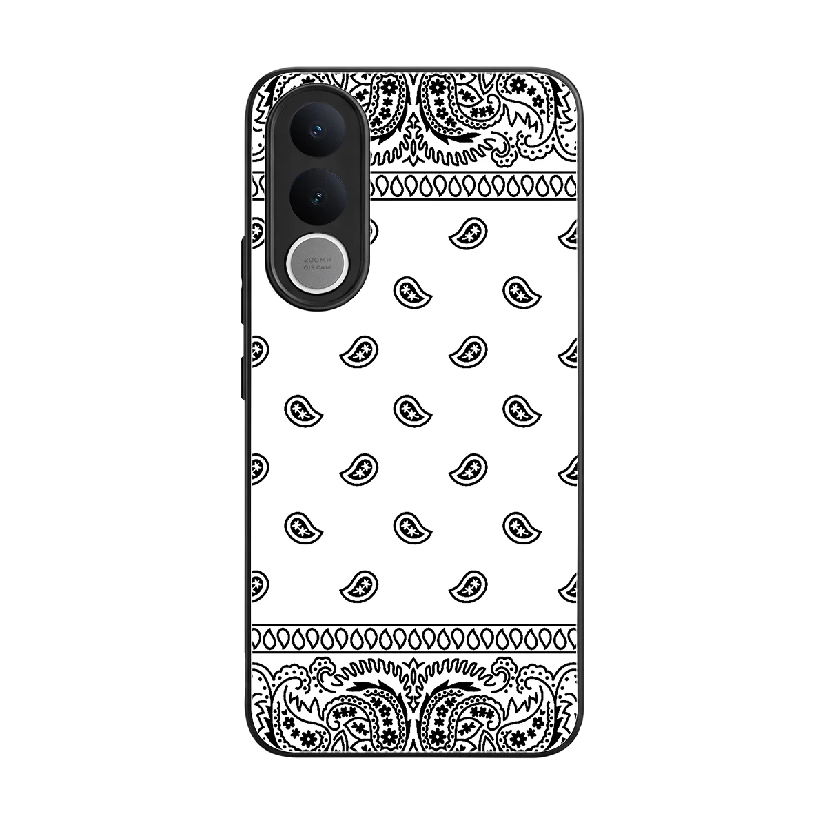 Paisley White back phone cover | glass case for vivo v70 fe