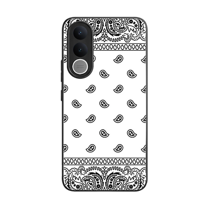 Paisley White back phone cover | glass case for vivo v70 fe