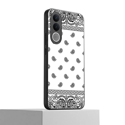 Paisley White vivo v70 fe mobile cover | shockproof glass phone case