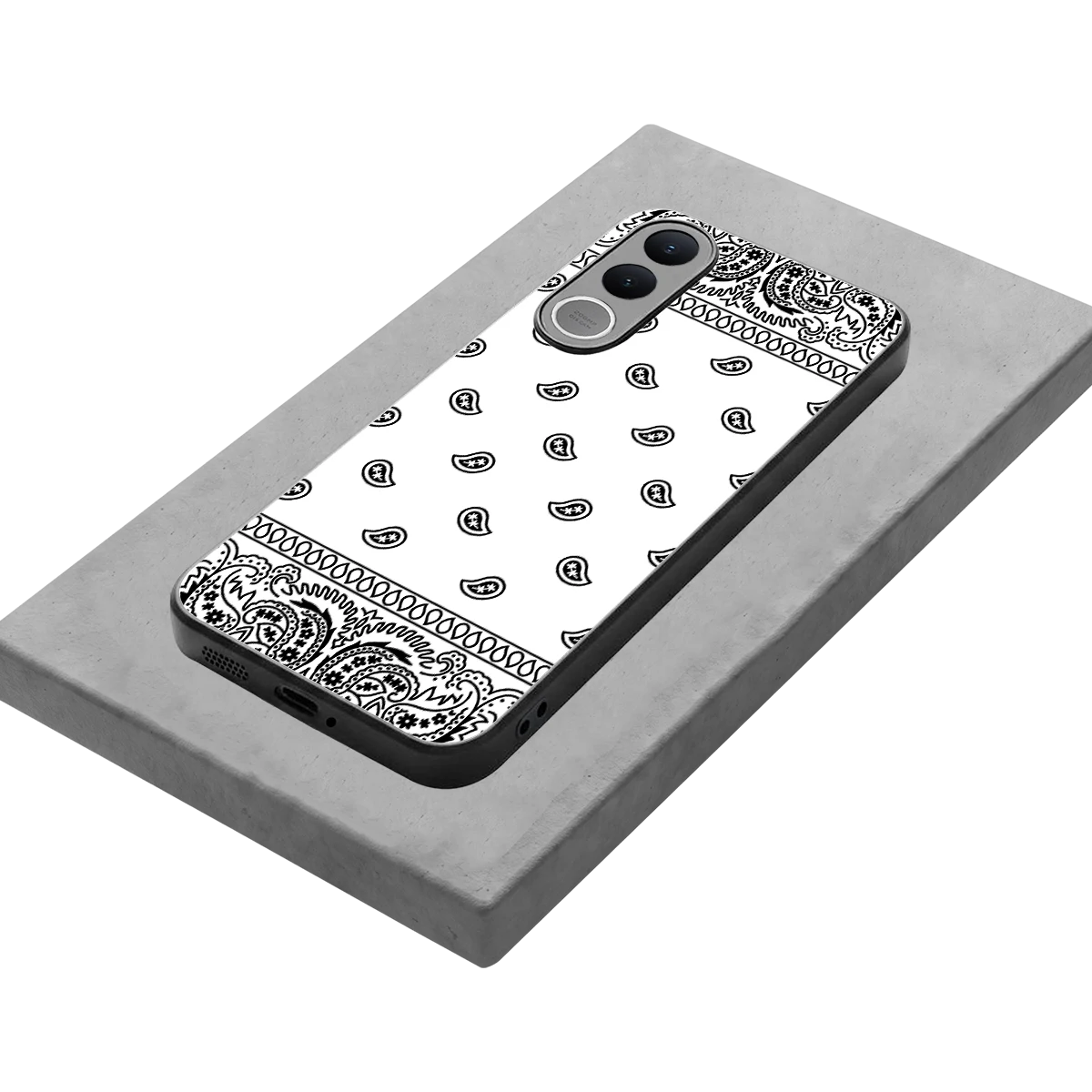 Paisley White stylish phone case for vivo v70 fe | glossy glass and slim fit