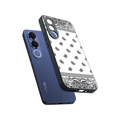 Paisley White sleek vivo v70 fe cover with tempered glass back and TPU edges