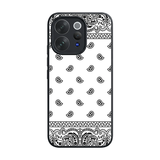 Paisley White back phone cover | glass case for vivo v70