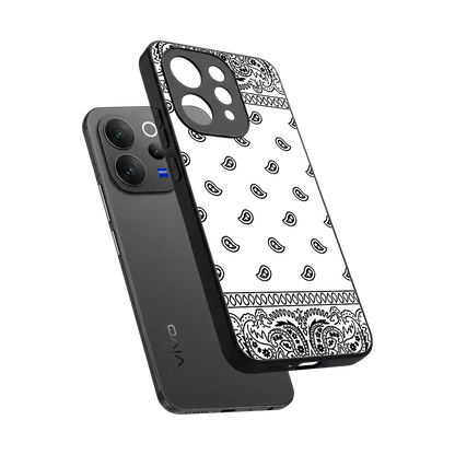 Paisley White sleek vivo v70 elite cover with tempered glass back and TPU edges