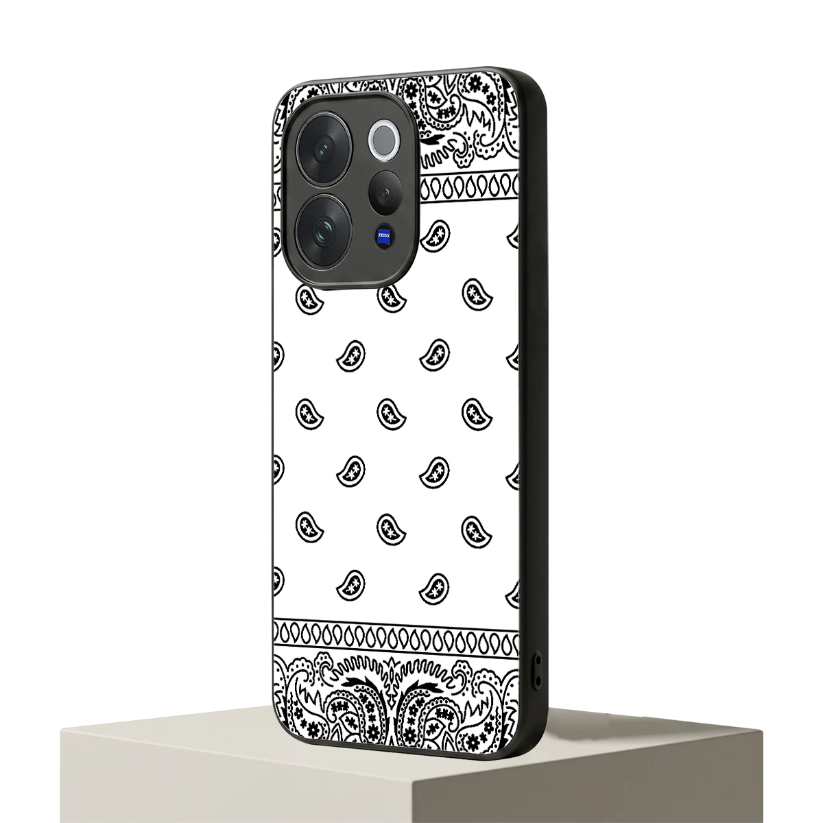Paisley White vivo v70 elite mobile cover | shockproof glass phone case