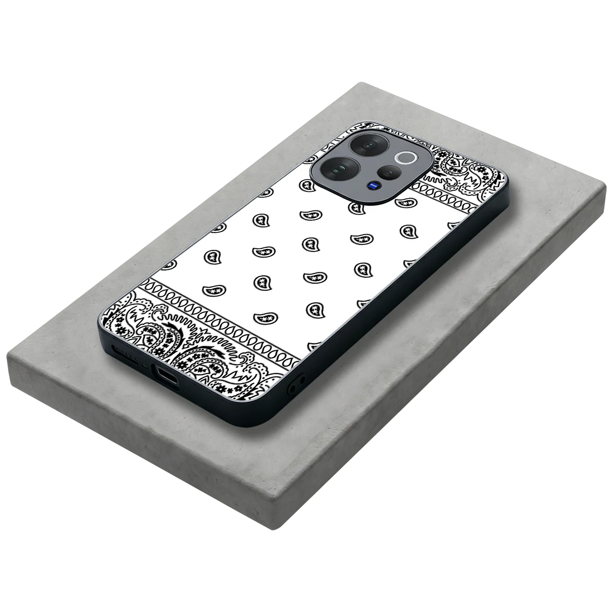 Paisley White stylish phone case for vivo v70 | glossy glass and slim fit