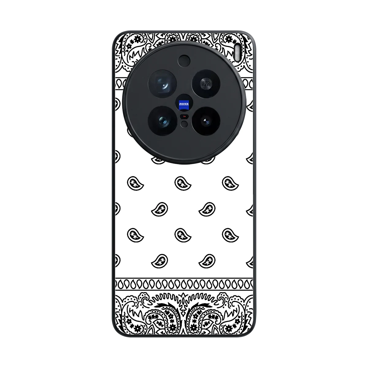 Paisley White back phone cover | glass case for vivo x200 pro