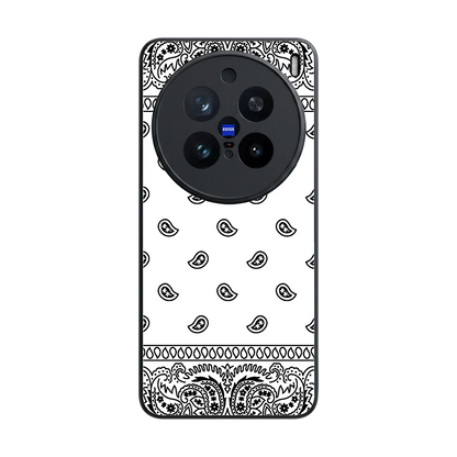 Paisley White back phone cover | glass case for vivo x200 pro