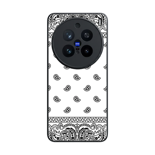 Paisley White back phone cover | glass case for vivo x200 pro