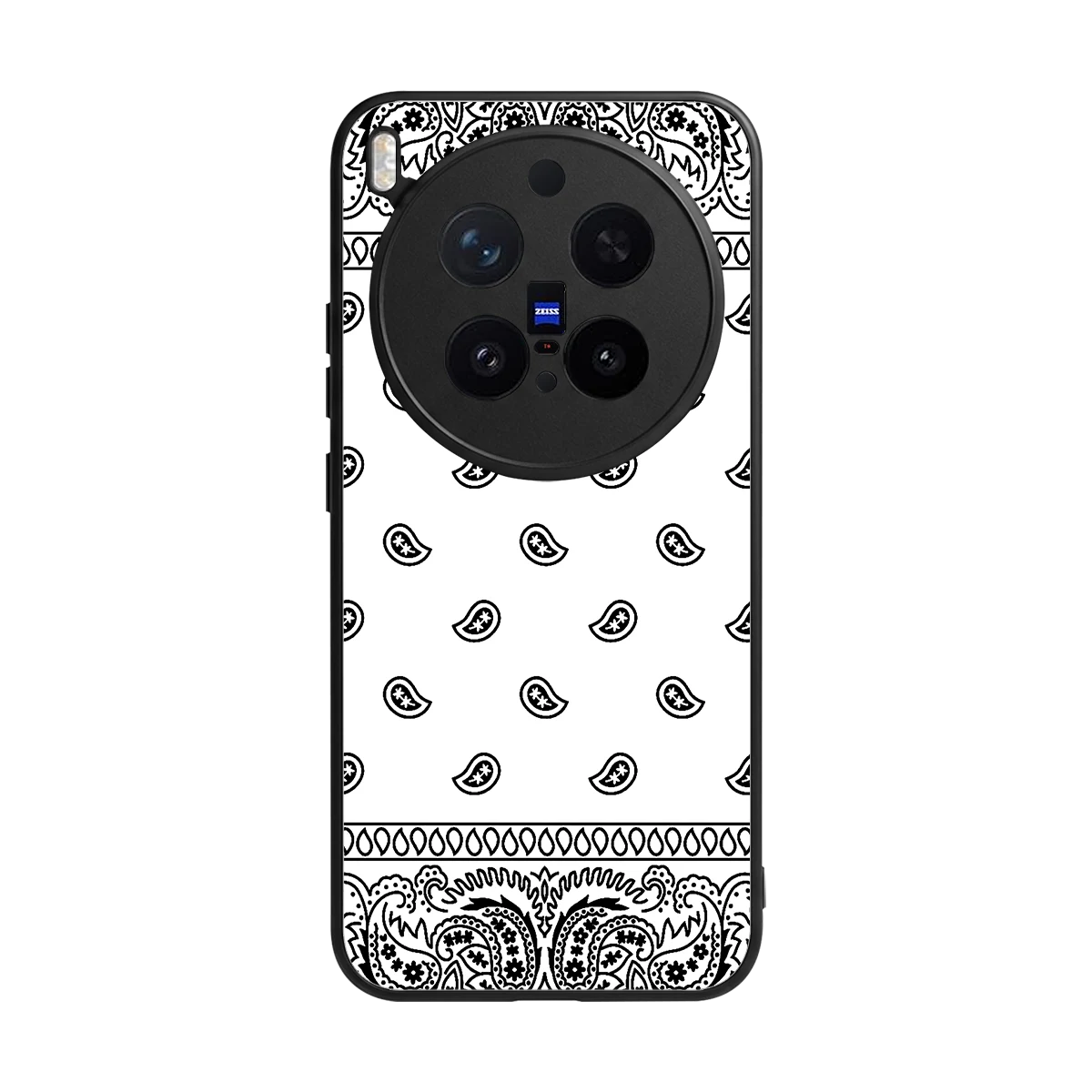 Paisley White back phone cover | glass case for vivo x300 pro
