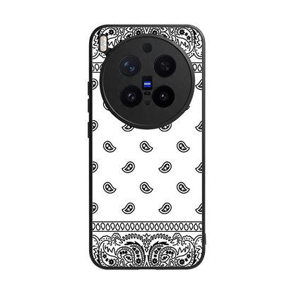 Paisley White back phone cover | glass case for vivo x300 pro