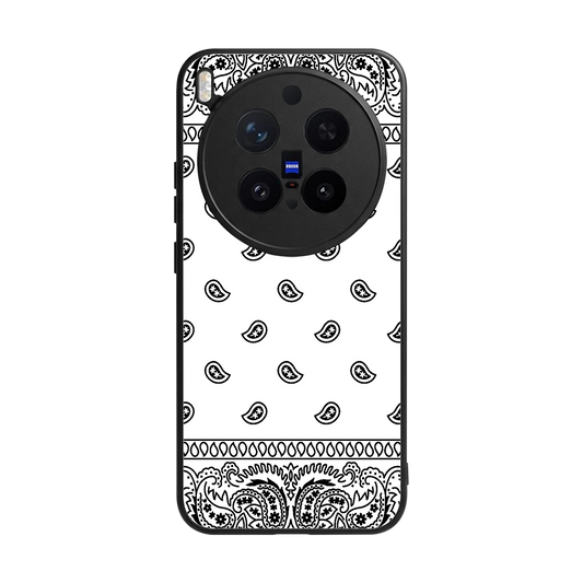 Paisley White back phone cover | glass case for vivo x300 pro
