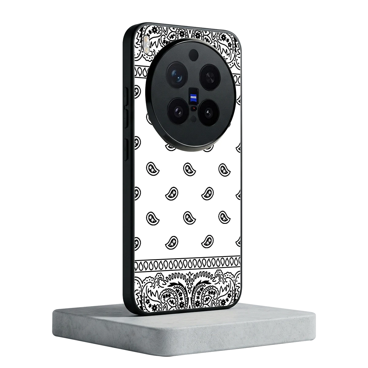 Paisley White vivo x300 pro mobile cover | shockproof glass phone case