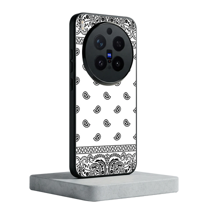 Paisley White vivo x300 pro mobile cover | shockproof glass phone case