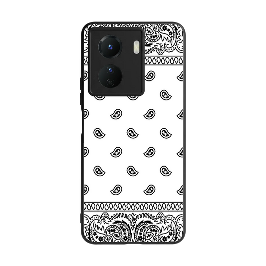 Paisley White back phone cover | glass case for vivo y16