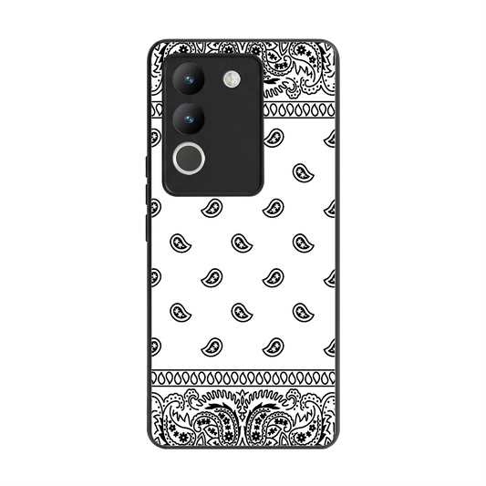 Paisley White back phone cover | glass case for vivo y200 5g