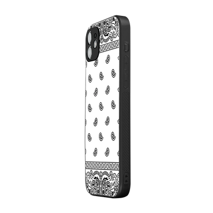 Paisley White iphone 12 mobile cover | shockproof glass phone case