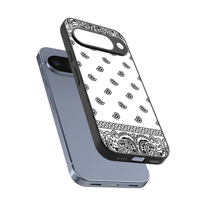 Paisley White sleek google pixel 10 cover with tempered glass back and TPU edges