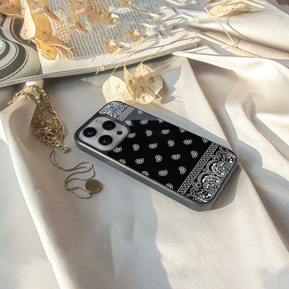 Paisley Black Phone Case for Iphone 16 | Glass Case