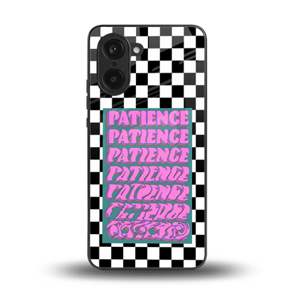 Patience Checkered back phone cover | glass case for oneplus nord ce5 5g