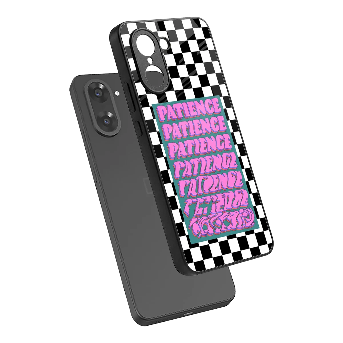Patience Checkered sleek oneplus nord ce5 5g cover with tempered glass back and TPU edges