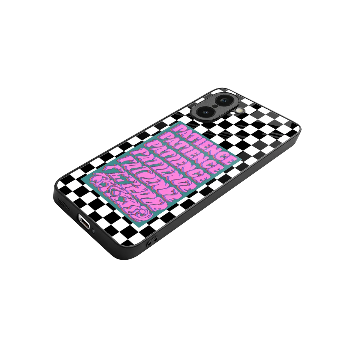 Patience Checkered stylish phone case for oneplus nord ce5 5g | glossy glass and slim fit