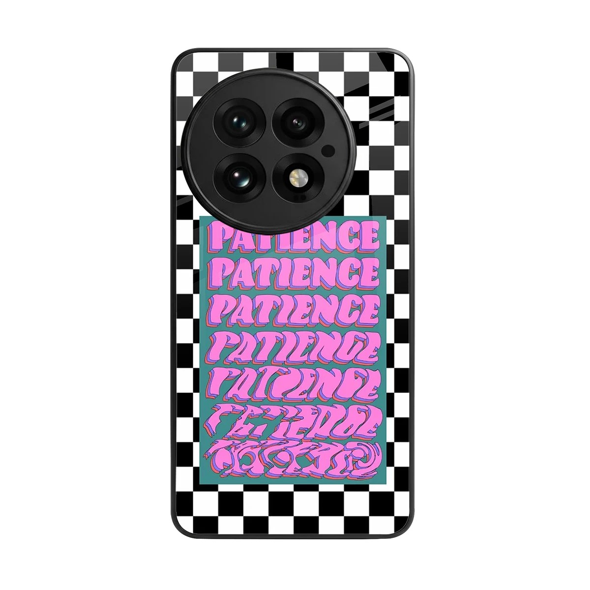 Patience Checkered back phone cover | glass case for oneplus 13