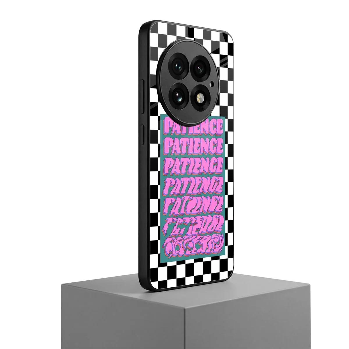 Patience Checkered oneplus 13 mobile cover | shockproof glass phone case