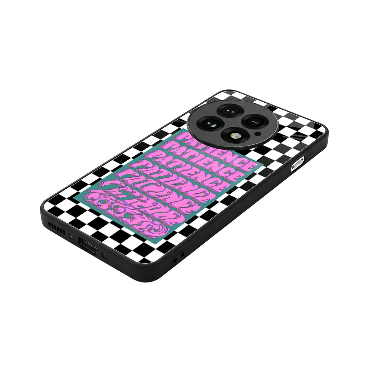 Patience Checkered stylish phone case for oneplus 13 | glossy glass and slim fit